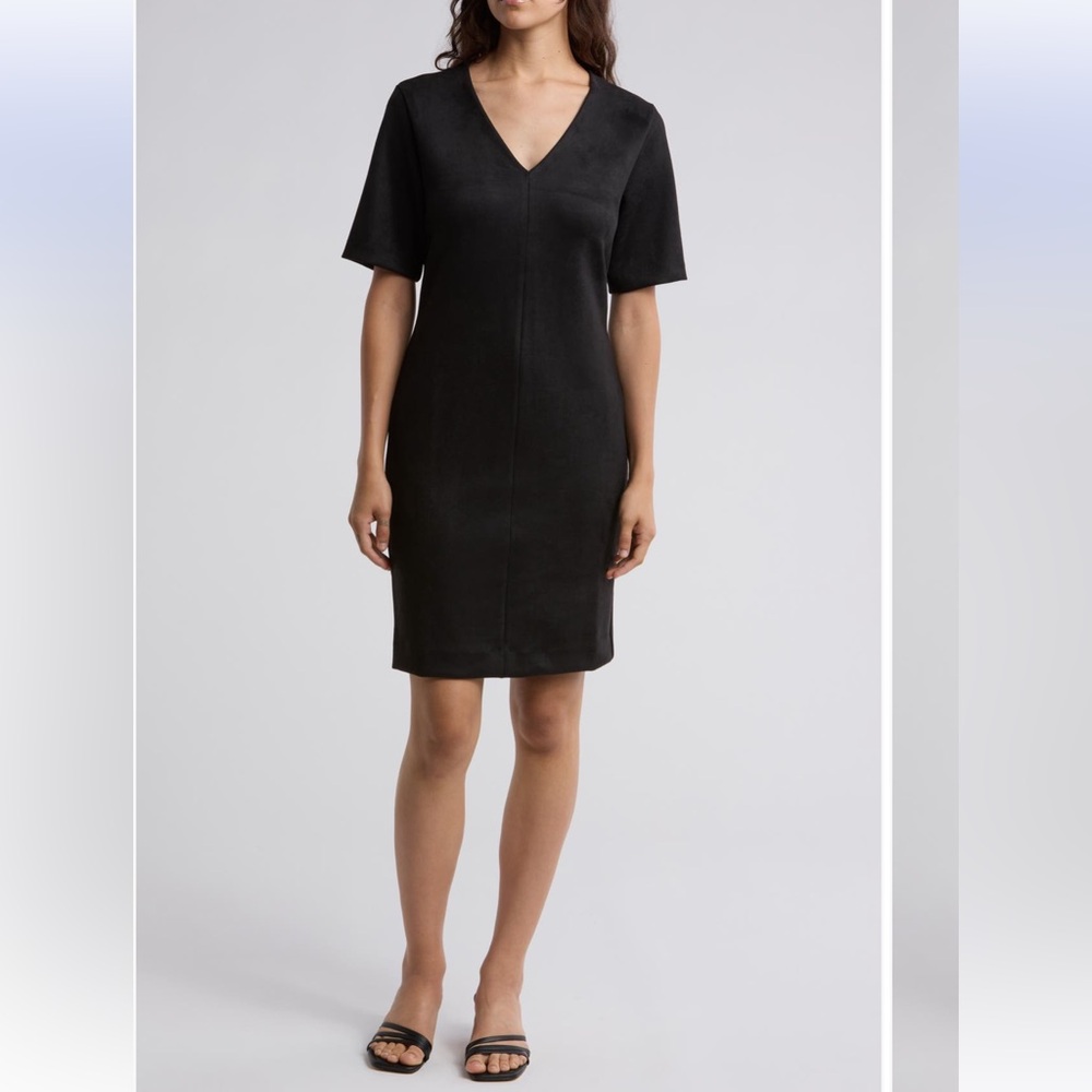 NWOT $148 SPANX® Faux Suede Black Column Dress Size 1X